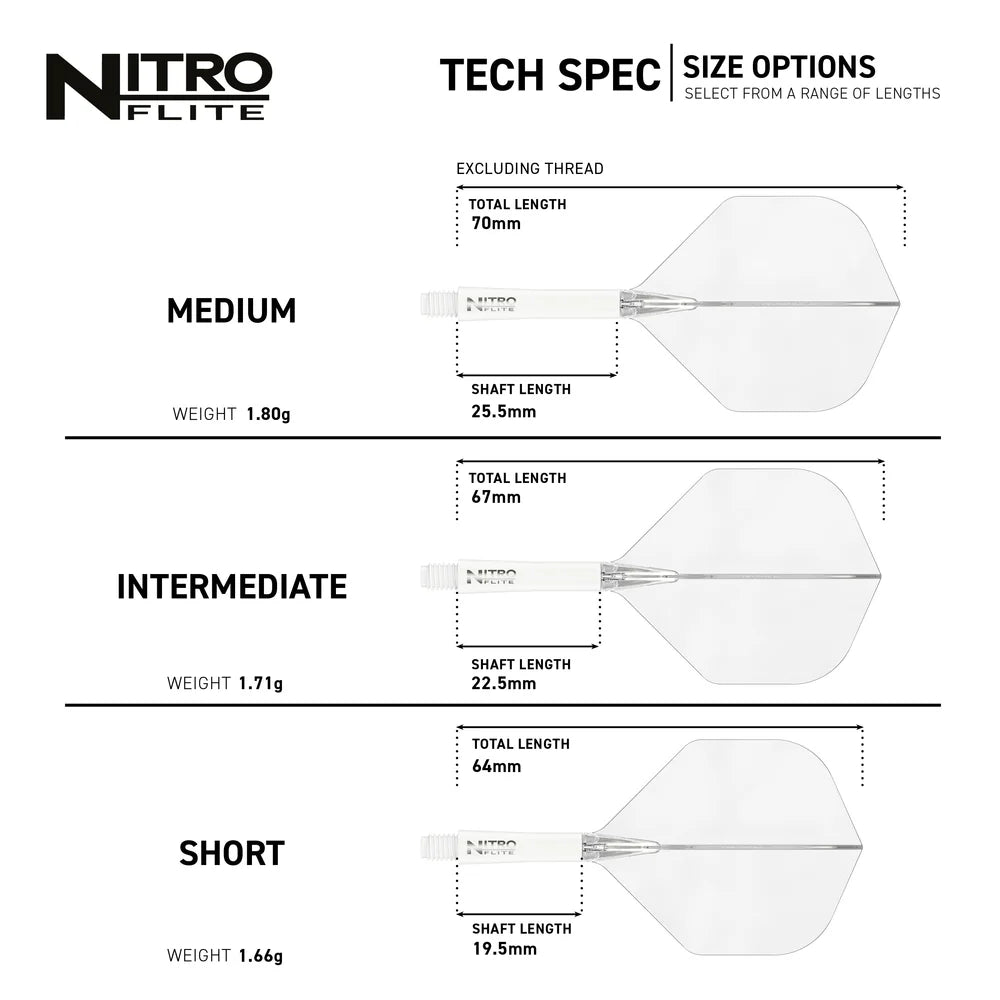 Red Dragon Nitro Flite White and Clear - Intermediate