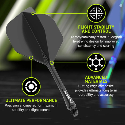 Winmau Fusion #2 Integrated Flight & Shaft Black