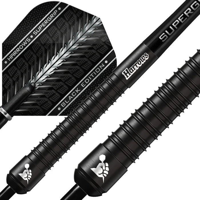 Harrows Supergrip 90% Black Edition Steel Tip Darts - 25g