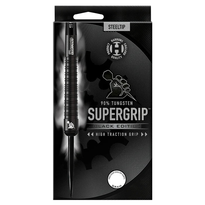 Harrows Supergrip 90% Black Edition Steel Tip Darts - 25g
