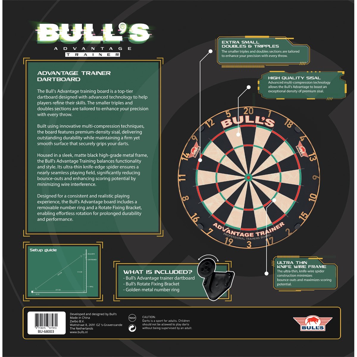 Bull's Advantage Trainer Dartboard Gold