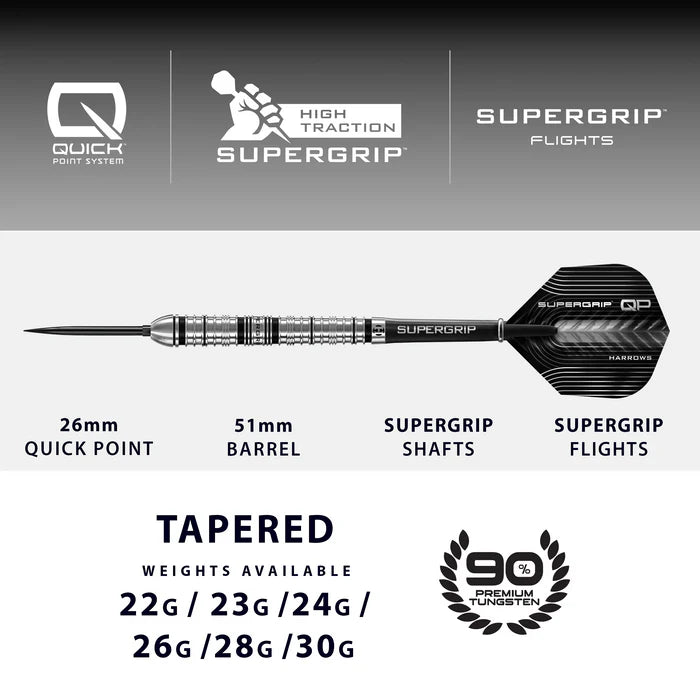 Harrows Supergrip QP Tapered Quick Point 90% Stålpiler
