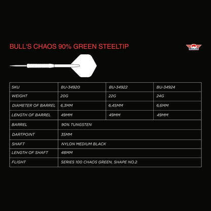 Bull's Chaos 90% Green Dartpiler 24 gram