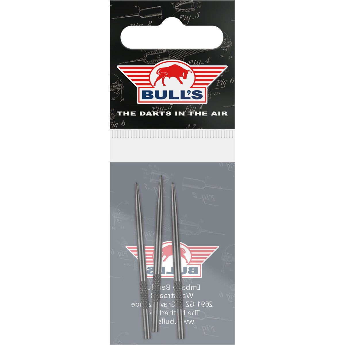 Bull's Knurled Grip Points Black 45mm - Dart Spisser