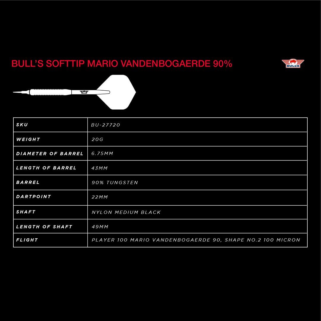 Bull's Mario Vandenbogaerde Softtip 90% 20g Dartpiler