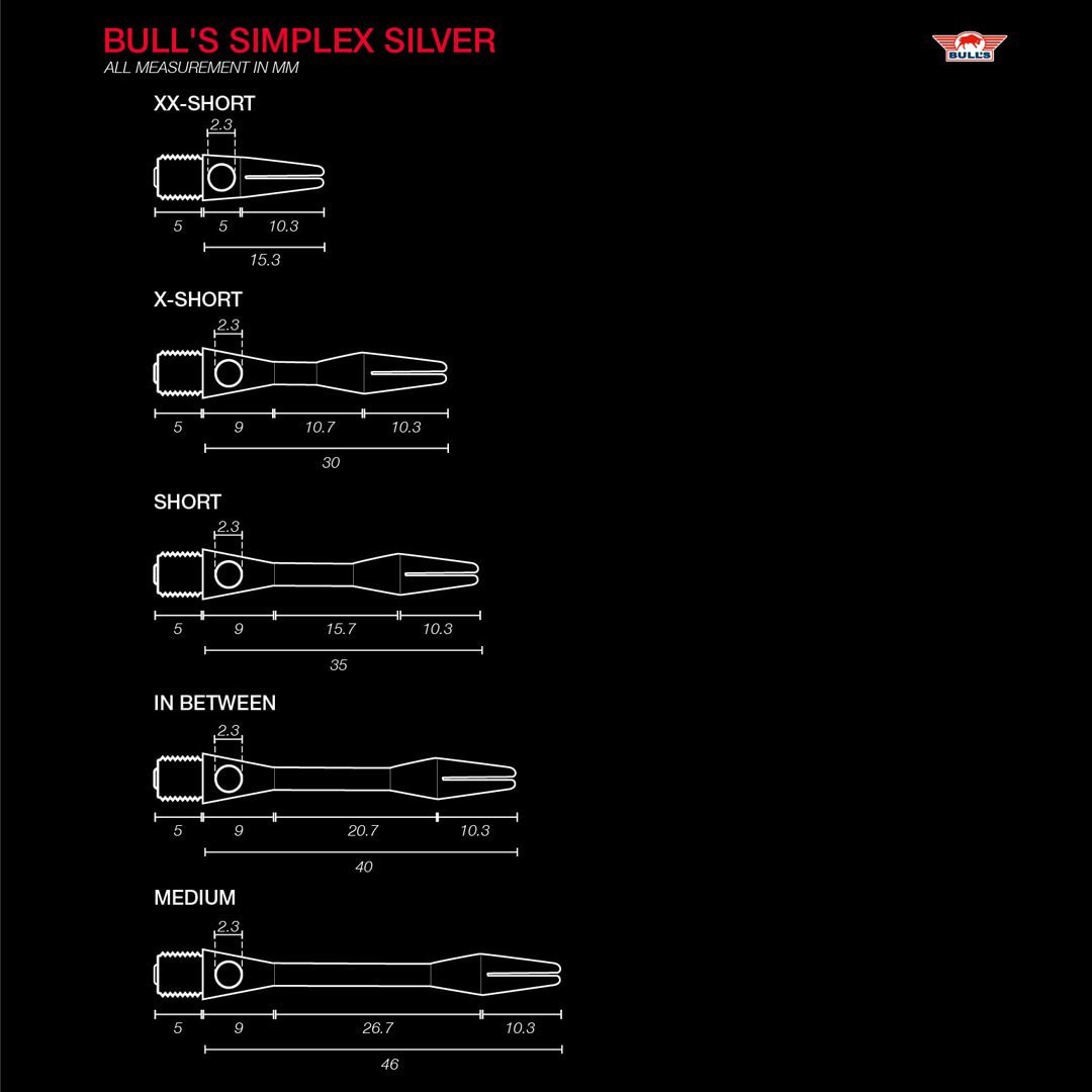Bull's Simplex Medium Dart Bakstykker