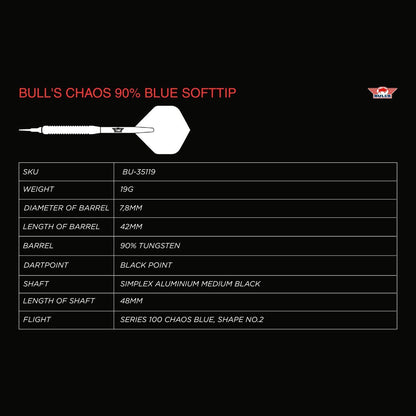 Bull's Softtip Chaos Blue 90% Dartpiler 19g