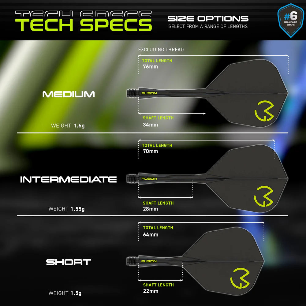 Fusion Integrated Dart Flight & Shaft #6 Mvg Design