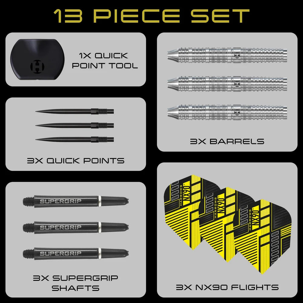 Harrows NX90 Parallel 90% Quick Point Darts