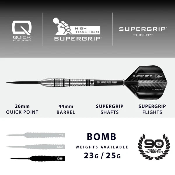 Harrows Supergrip QP Bomb 90% Dartpiler | Dartklubben