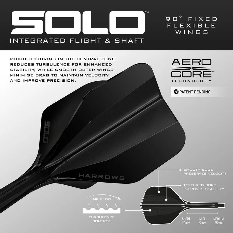 Harrows Solo No.6 Black – helstøpte flights | Dartklubben