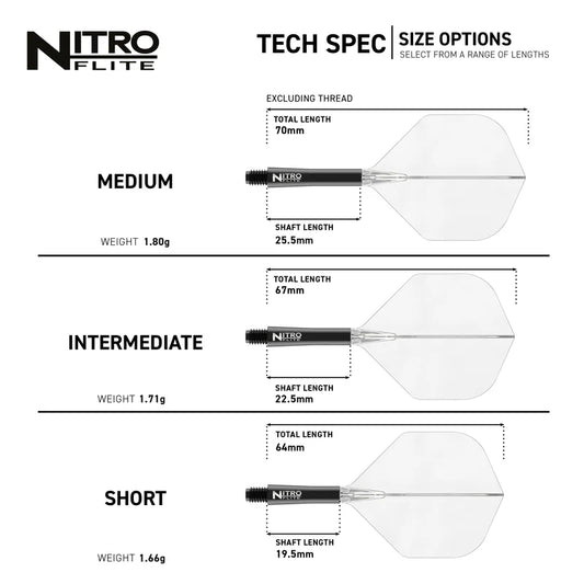 Red Dragon Nitro Flite Black Clear Short Dart Flights