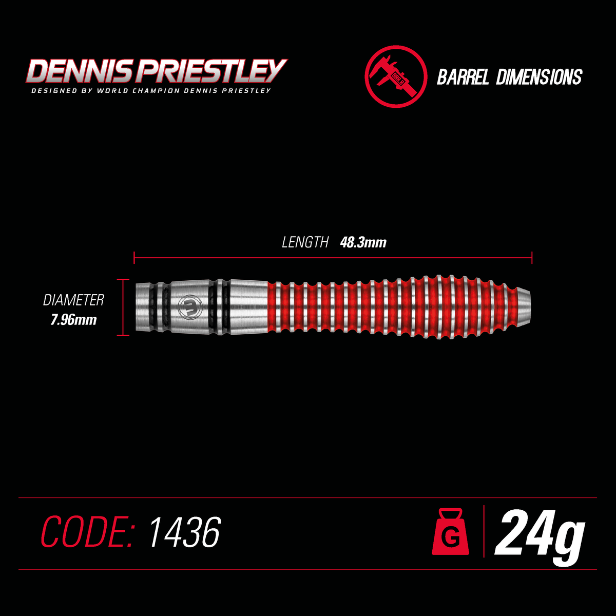 Winmau Dennis Priestley Special Edition 90% 24g Dartpiler