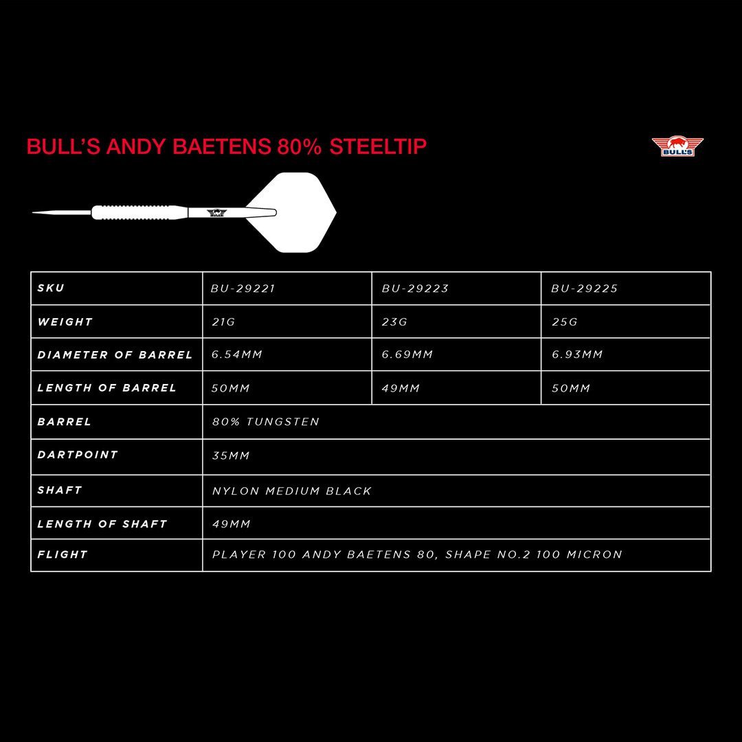 Bull's Andy Baetens Dartpiler 80% Tungsten