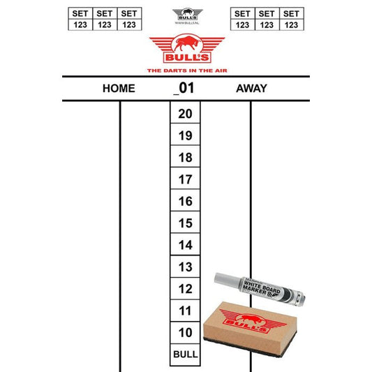 Bull's Scoreset Flex Whiteboard 45x30cm - Dart Scoretavle