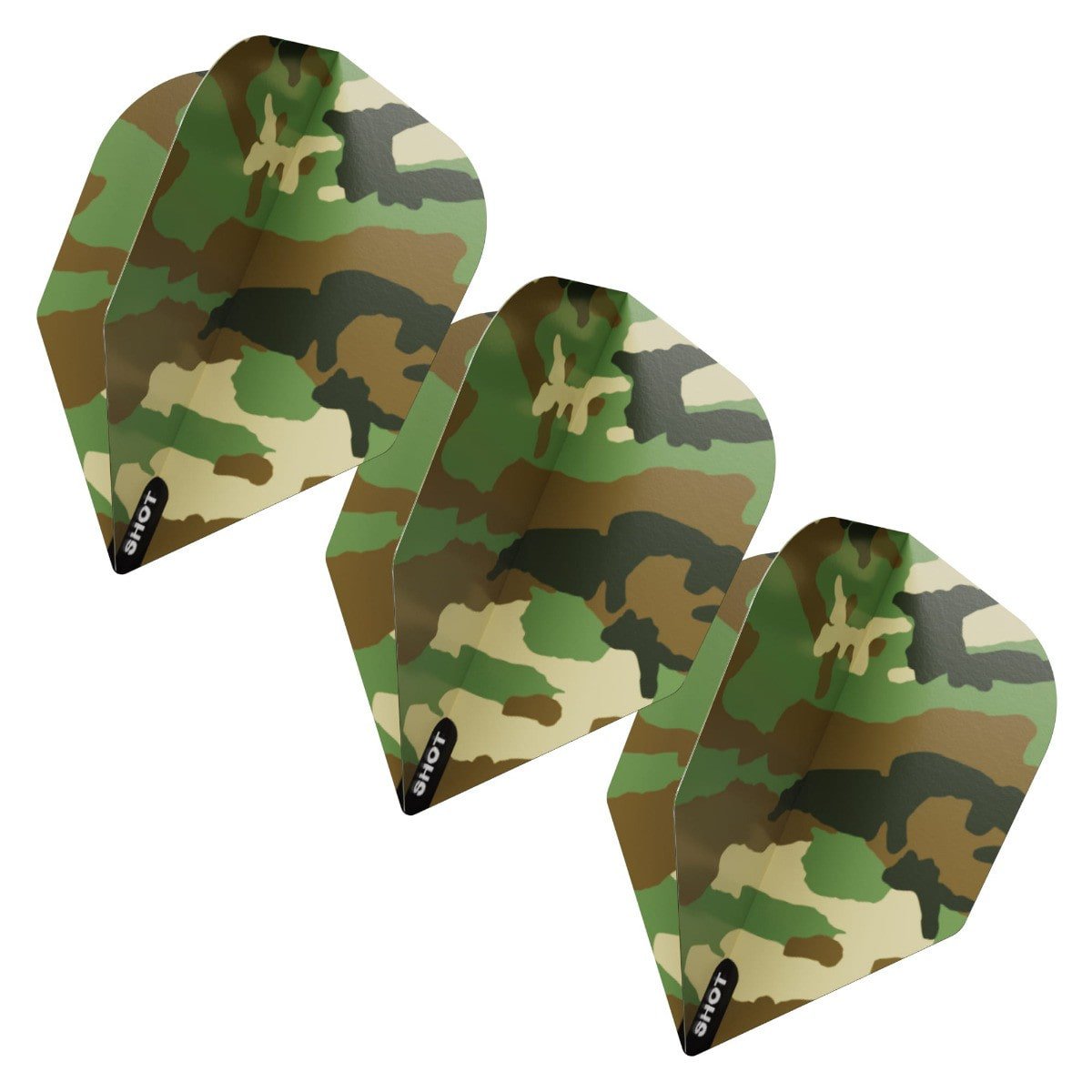 Dart flights Shot Woodlands Camo Green No.6 | Dartklubben