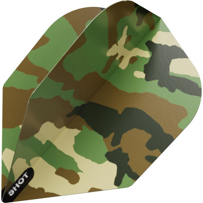 Dart flights Shot Woodlands Camo Green No.6 | Dartklubben